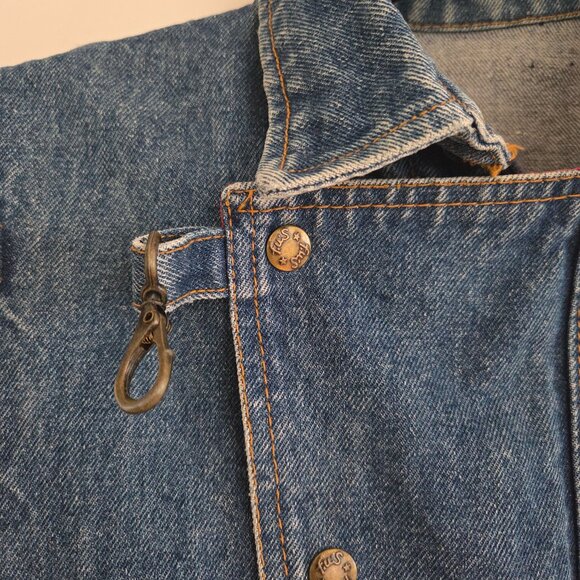 Vintage Denim Utility Vest – Red Lining, Snap Buttons - Picture 3 of 12
